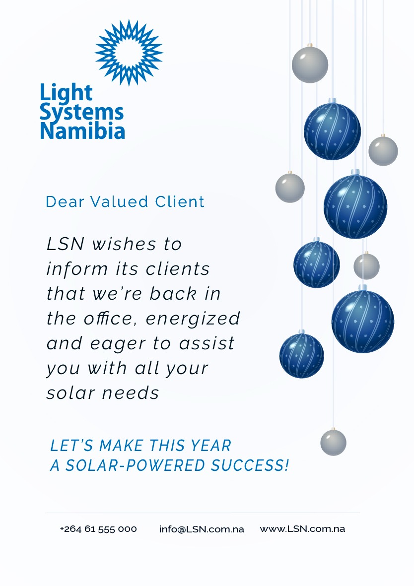 Light_Systems's tweet photo. Our team is back in the office and ready to meet your solar energy needs.

Contact us to provide you a solution tailored for your needs;

�� +264 61 555 000 [Windhoek]
📷 + 264 65 238 860 [Ongwediva]
📷 +264 85 288 6222

https://t.co/C5AAB94ygm

#LetsGoSolar https://t.co/8Sn5EFcU61