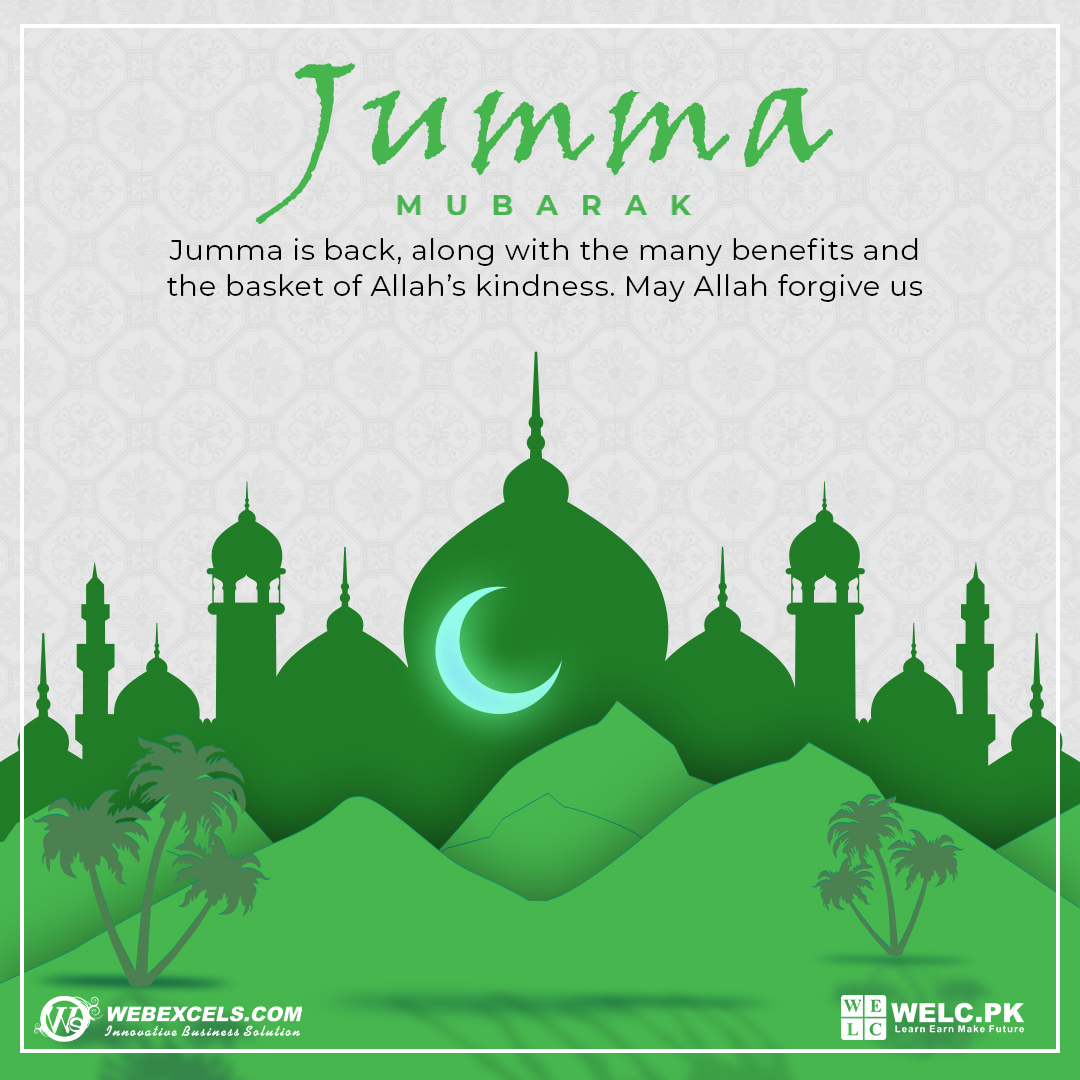 web_excels's tweet image. &quot;Jumma Mubarak! May your prayers be answered, your heart be at peace, and your week be filled with blessings. 🤲🌙 #webexcels #JummaMubarak #BlessedFriday&quot;