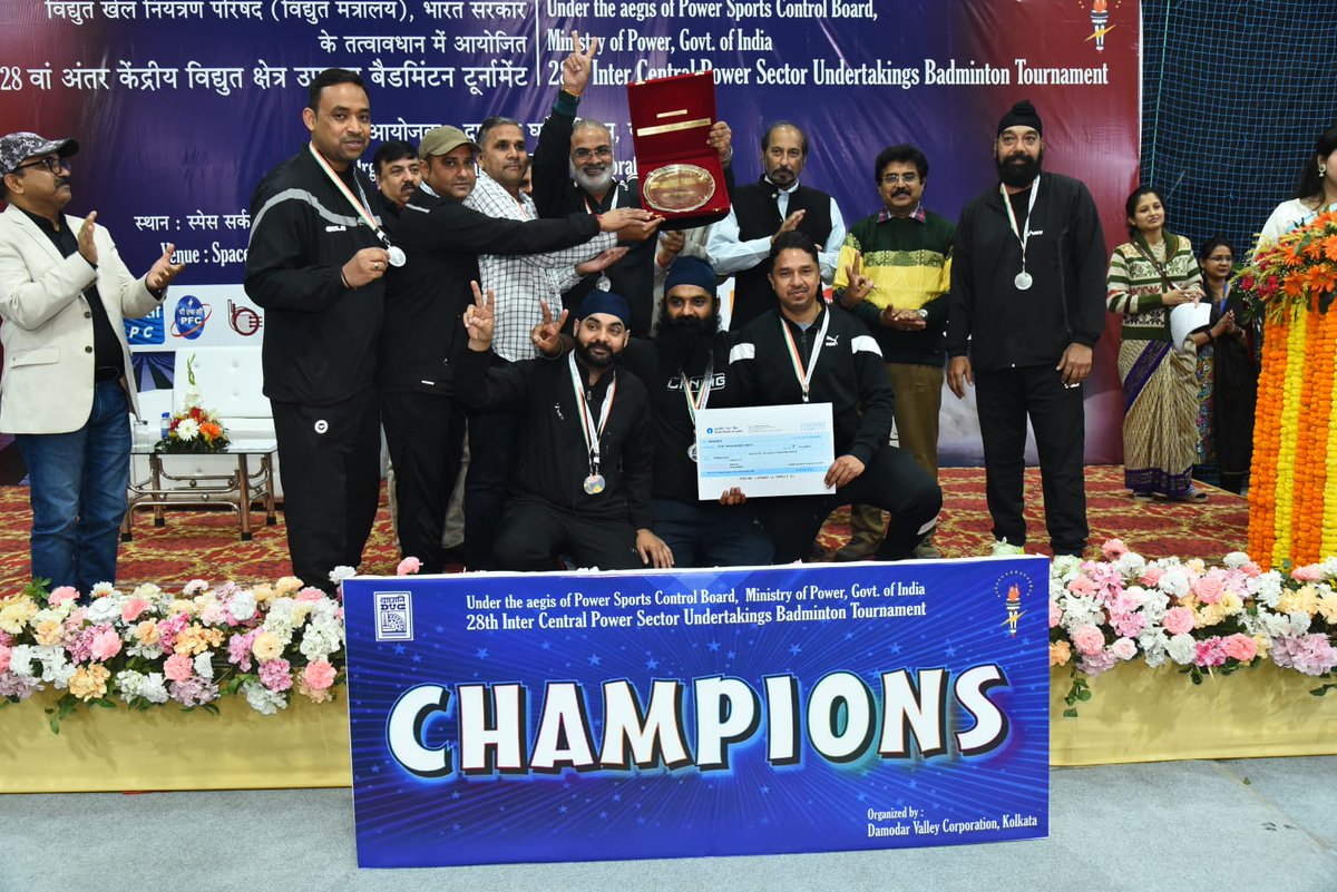 damodarvalleyco's tweet photo. The closing ceremony of the 28th Inter CPSU Badminton Tournament 2023-24 organized by DVC, under the aegis of Power Sports Control Board, Ministry of Power ,GoI took place on 11th January 2024 at Kolkata. https://t.co/hoTyjER6cv