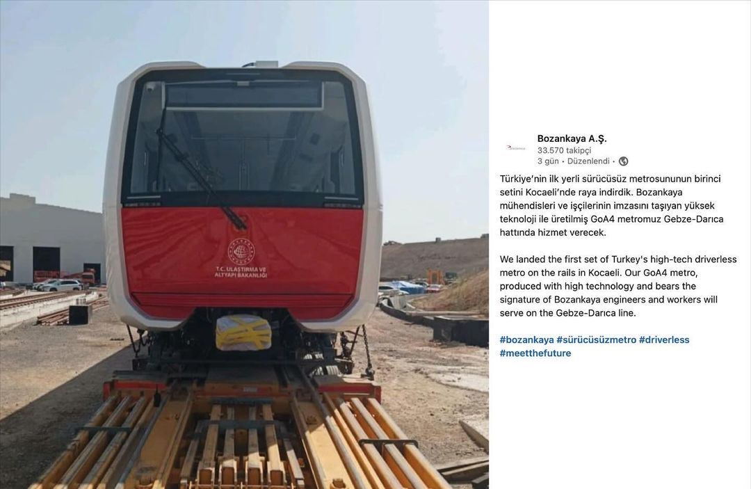 kaafrail's tweet photo. Türkiye'nin ilk yerli sürücüsüz metrosu Ulaştırma Bakanlığı tarafından Kocaeli'nde raya indirildi. Bu heyecan verici projede Bozankaya ekibinin Kaaf ürünü olan Aks Kutuları'nı tercih etmiş olmalarından dolayı teşekkür ederiz.

#kaaf #bozankaya #driverlessmetro https://t.co/DeZvMPopun