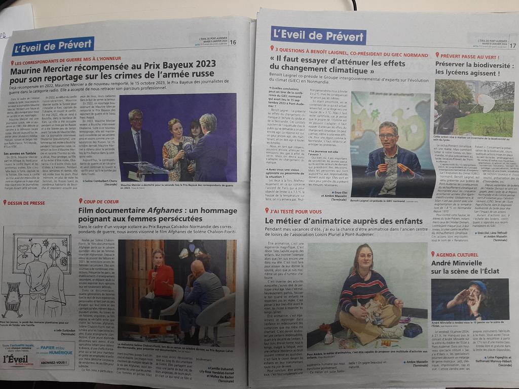 Trois fois par an, les élèves de l'atelier médias du lycée Prévert de #PontAudemer collaborent à la rédaction de notre journal en publiant deux pages intitulées "L'Éveil de Prévert". Voici leur première publication en 2024 <a href="/PressePrevert/">L'Atelier médias / Jacques a dit !</a> <a href="/FabricePilat/">PILAT Fabrice</a> <a href="/cyrille_delhaye/">Cyrille Delhaye</a>