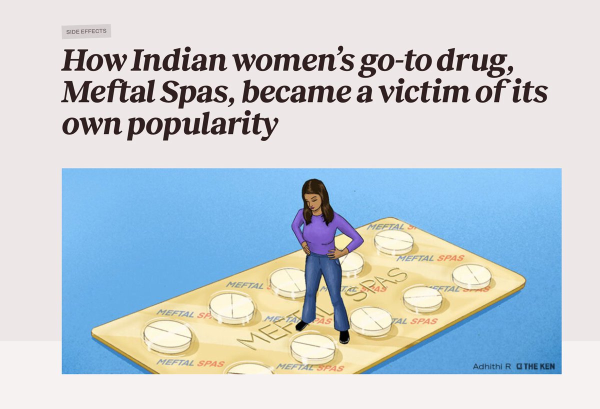 Women could buy relief from period cramps at Rs50 for a MeftalSpas strip. But an ill-advised advisory + fear mongering headlines put a target on the back of this Rs 250 cr brand. <a href="/verma_shivani12/">Shivani Verma</a> has a great story on this. It's a free read, so share widely the-ken.com/story/how-indi…