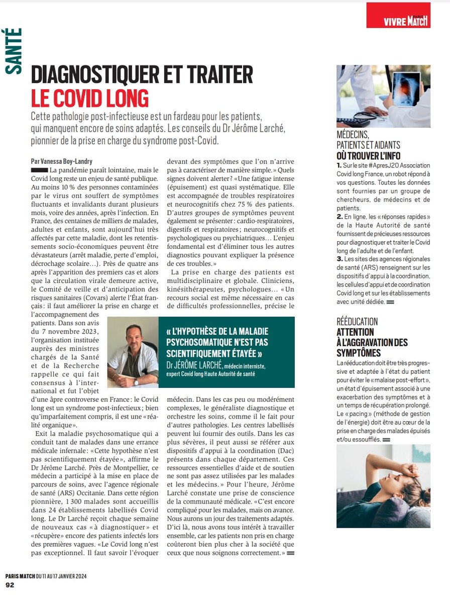 Jerome_Larche's tweet image. Poursuivre sans relâche en 2024 l'amélioration de la prise en charge (diagnostique/thérapeutique) multidisciplinaire et la reconnaissance sociétale des patients #covidlong en 🇲🇫... 🙏🙏 @boylandry @ParisMatch
@Sante_Gouv @DJARSOccitanie @ARS_OC @apresj20
