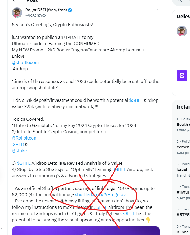 Hello All
Please get the word out that my <a href="/rogeravax/">Roger GAMBLE</a> account has been HACKED
the malicious actor has also changed my <a href="/shufflecom/">Shuffle.com</a> ref link &amp; on my thread to a malicious link
DO NOT CLICK THIS
Please get the word out!!!
