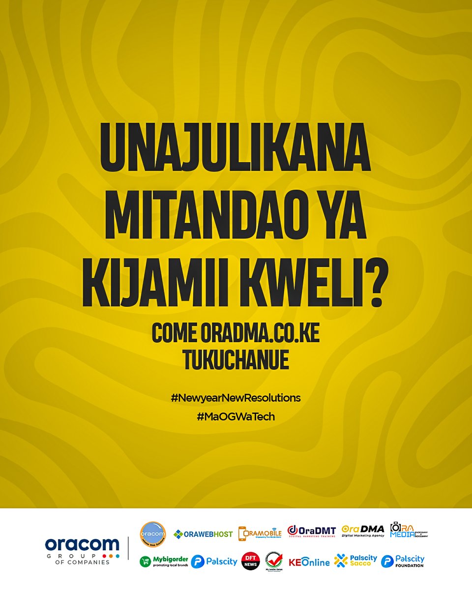 OraDMA Digital Marketing Agency (@_oradma) on Twitter photo Boss, biashara siku hizi wadau wanaichapa digital. Changamka leo usiachwe nyuma ikifika ni form ya marketing. Wasiliana nasi leo kupitia:
📩digital@oracom.co.ke
🌎oradma.co.ke
📍Westlands Business Park, Chiromo Lane.
#OracomGroupDelivers Boss, biashara siku hizi wadau wanaichapa digital. Changamka leo usiachwe nyuma ikifika ni form ya marketing. Wasiliana nasi leo kupitia:
📩digital@oracom.co.ke
🌎oradma.co.ke
📍Westlands Business Park, Chiromo Lane.
#OracomGroupDelivers