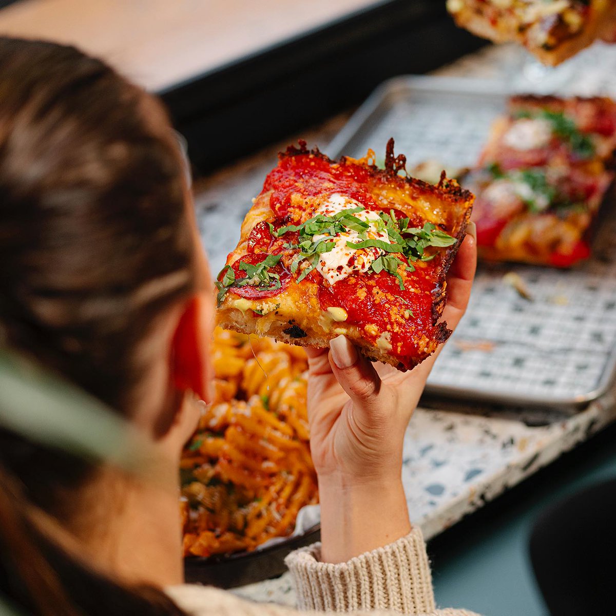 NewcastleNE1's tweet photo. Indulge in pizza perfection at @SquarePizza during #NE1RestaurantWeek! 🍕✨
🍽️ Offer 1 - PER PERSON! - £15
Any 2 x Slices + Waffle Fries, SQ Garlic Strips & Crust Buddy Dip
🍽️ Offer 2 - TO SHARE! - £25
Any Full Pie + Waffle Fries & 2 x Crust Buddy Dips
https://t.co/PJlPJftJh7 https://t.co/TwNzad0l2e