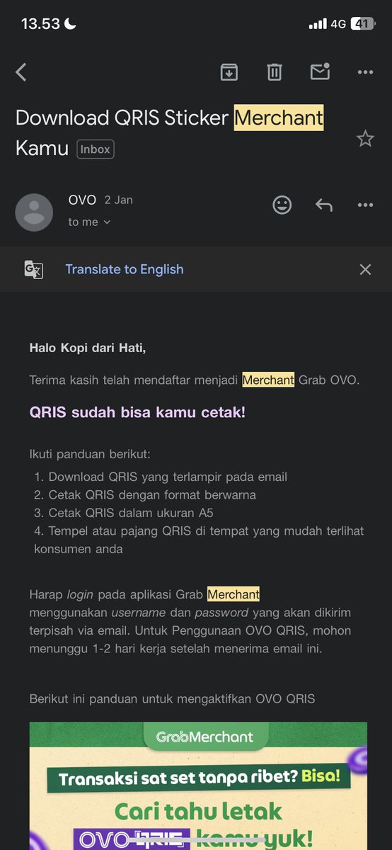 moonzxagi's tweet photo. @GrabID  saya mendaftar grab merchant tapi kok ga ready ready ya udh 11 hari belom aktif, QRIS juga gabisa digunakan https://t.co/LjdeOVpbaC