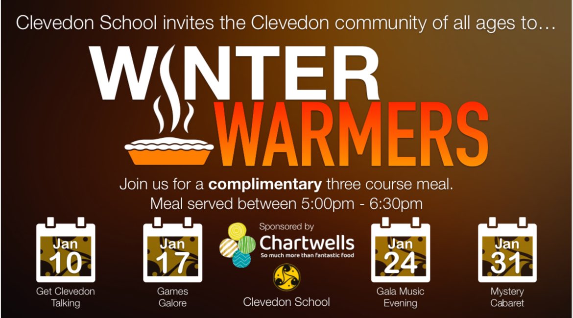 ClevedonDT's tweet photo. BREAKING NEWS FROM THE @ClevedonSchool KITCHEN!
Winter Warmer Menu for 17th Jan:
Minted Pea Soup
Beef or Veggie Lasagne, pizza pinwheels and veg
Chocolate Sponge and chocolate sauce
Join us for board games this week. 
Everyone welcome #brilliant https://t.co/SOqpqRmsx9