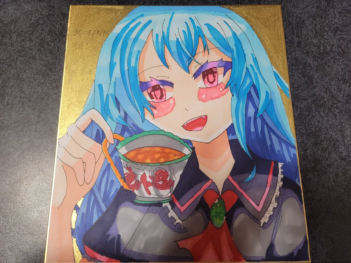 東方「色紙練習#東方Project #レミリア・スカーレット 」|黒刃レイの