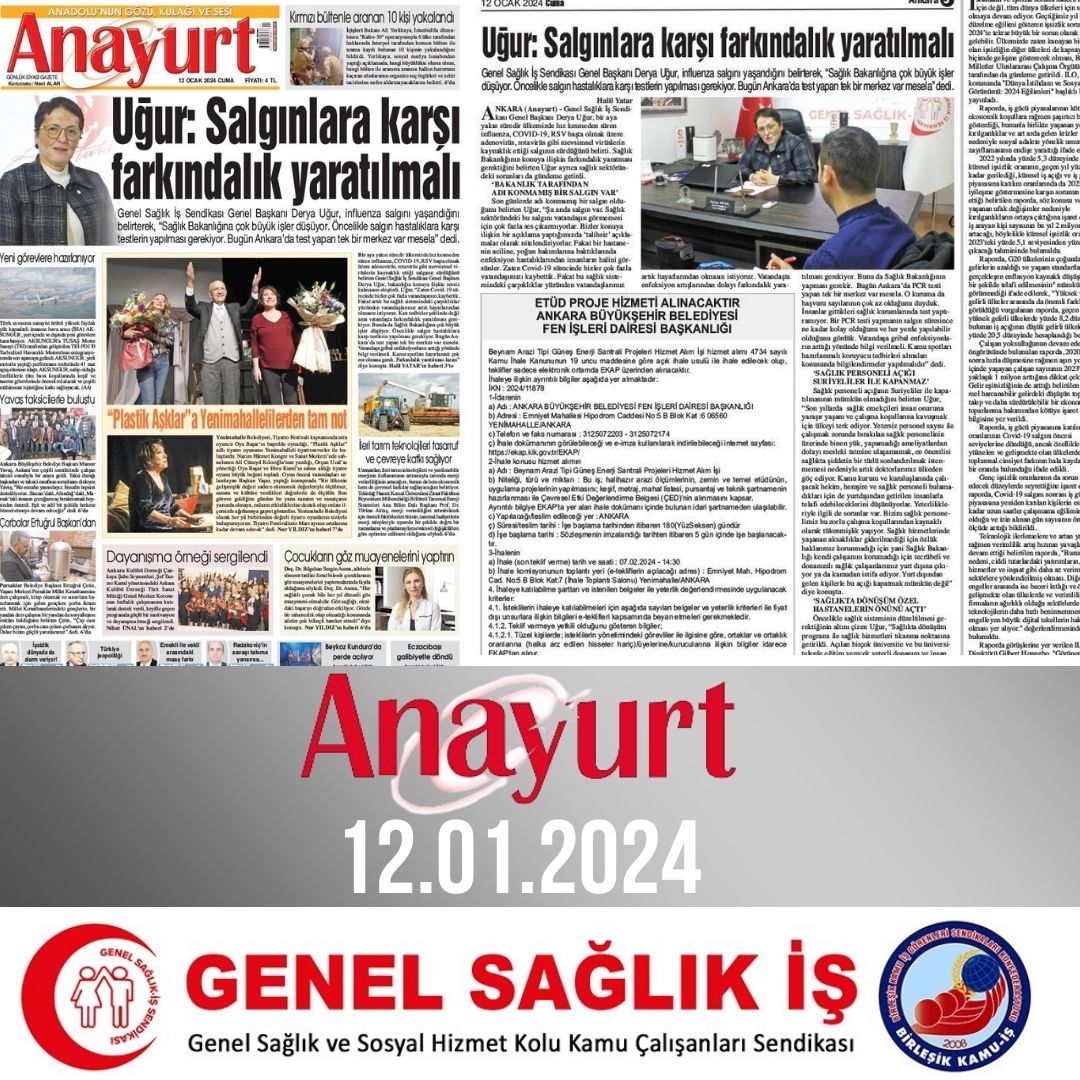 genelsaglikis's tweet photo. Ankara merkezli ulusal yayın yapan Anayurt Gazetesi'nde 12.01.2024 tarihli çıkan haberimiz: Ankara’da pcr testi yapan sadece bir kurum var ⤵
https://t.co/WHaLG3hgDm
#salgınhastalıklar #pcrtesti #sağlıkbakanlığı #sağlıktadönüşüm #sağlıkpersoneli #yüzde2barajı #anayurtgazetesi #GenelSağlıkİş
