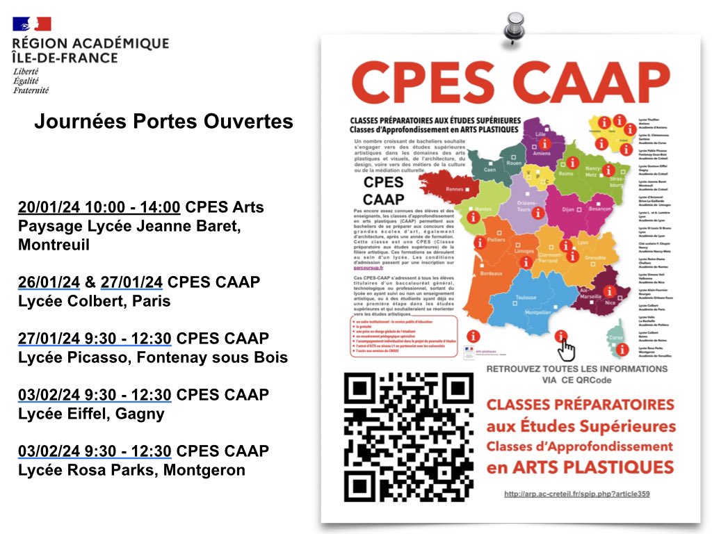 SICARTB's tweet image. Le #SalonPostBac 2024 ouvre à @LaVillette. Les 5 #CPESCAAP #ClassesPréparatoires #Artsplastiques @AcCreteil @Academie_Paris @acversailles vous accueillent les 12 &amp;amp; 13/01/24 sur le stand 49 #Arts-Multimédia-Communication ▶️arp.ac-creteil.fr/spip.php?rubri… @igartsplastique #Orientation