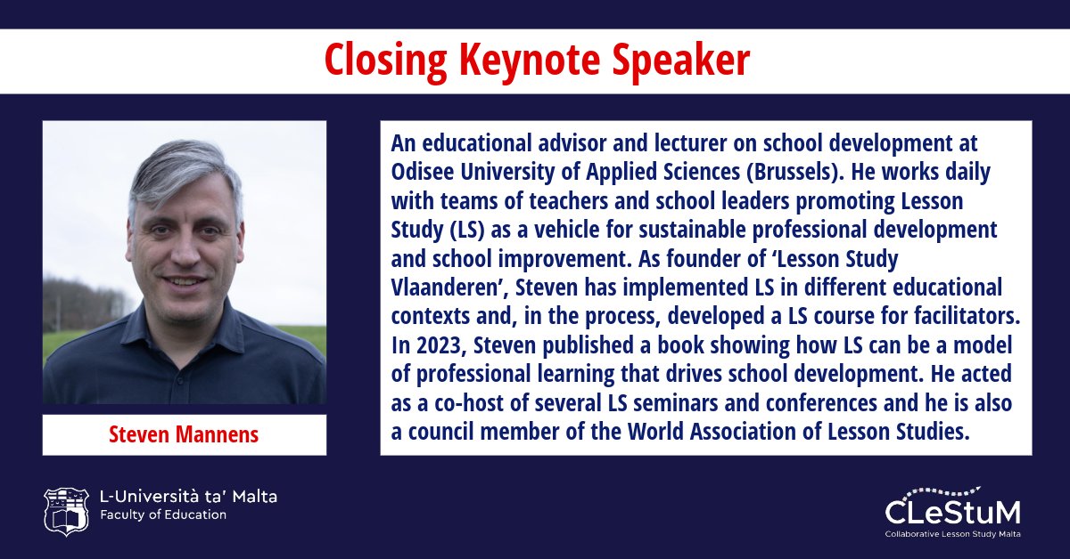 James Calleja (@jamescalleja7) on Twitter photo 2nd INTERNATIONAL ONLINE SEMINAR
LEARNING TO LEAD LESSON STUDY
<a href="/clestum/">Collaborative Lesson Study Malta (CLeStuM)</a> it is our great pleasure to announce @zotveelgoesting as our 2nd keynote speaker.
Free registration 👇
universityofmalta.zoom.us/meeting/regist… 2nd INTERNATIONAL ONLINE SEMINAR
LEARNING TO LEAD LESSON STUDY
<a href="/clestum/">Collaborative Lesson Study Malta (CLeStuM)</a> it is our great pleasure to announce @zotveelgoesting as our 2nd keynote speaker.
Free registration 👇
universityofmalta.zoom.us/meeting/regist…