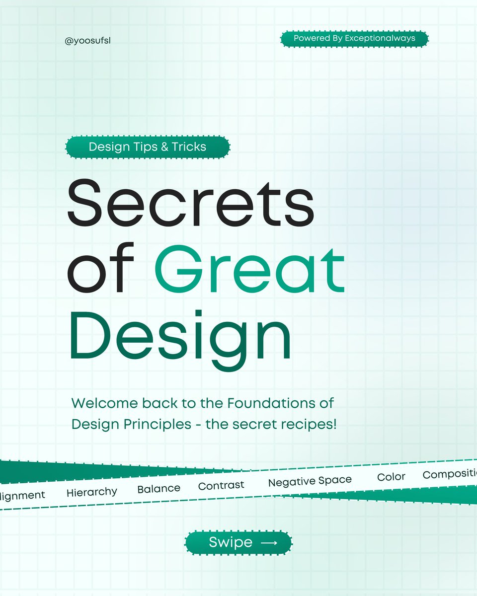 Hi guys, In this post, I'm going to show you the Secrets of Great Design 🎨. You might be wondering what this is. Although, it's time to review our design knowledge and eventually discover new trends. #design #tips #tricks #exceptionalways #tutorial #designhelp #freetutorial