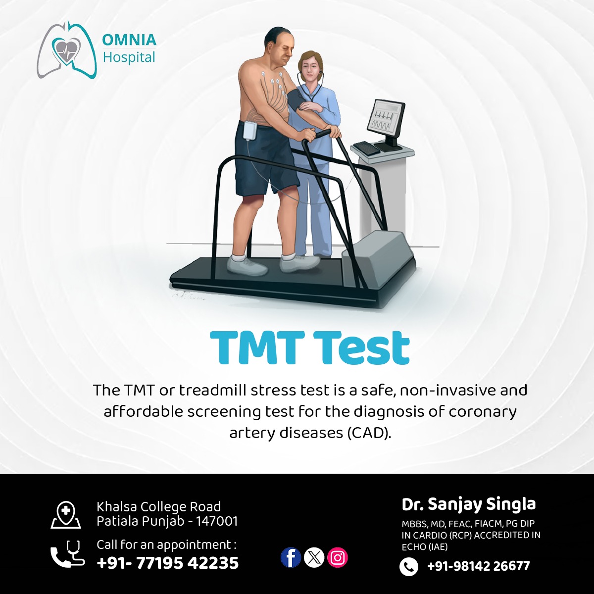 OmniaHospital's tweet photo. TMT Test

The TMT or treadmill stress test is a safe, non-invasive and affordable screening test for the diagnosis of coronary artery diseases (CAD).

Call us for an appointment : 7719542235 / 9814226677  

#Treadmill #TMTTest #CoronaryArteryDiseases #Diagnosis #OmniaHospital https://t.co/URAKDYhhco