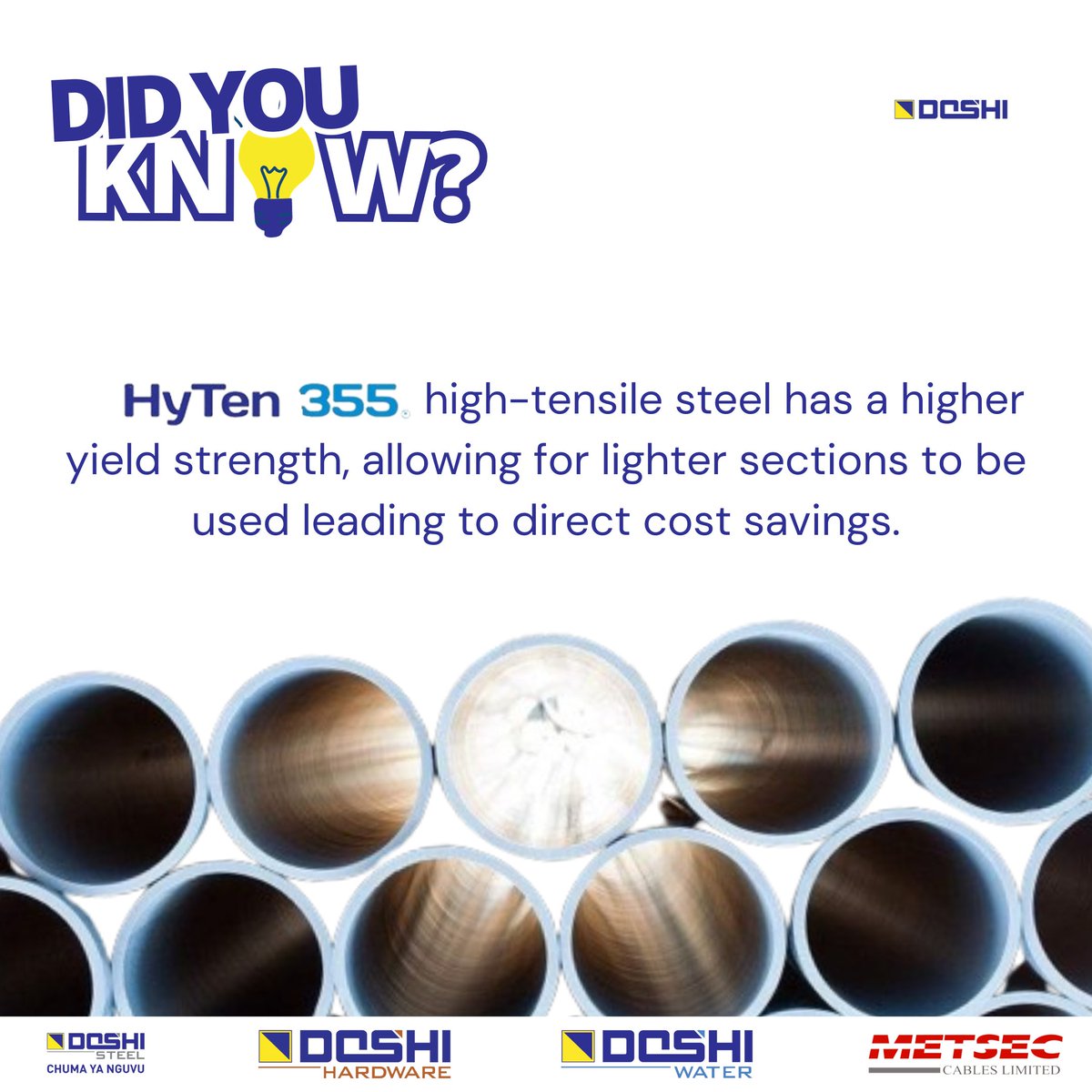 Did you know? High-tensile steel enables lighter sections to be used while maintaining strength. Reduced costs and material needs without compromising durability. Smart construction! #steel  #Construction  #HighTensileSteel #BuildingMaterials