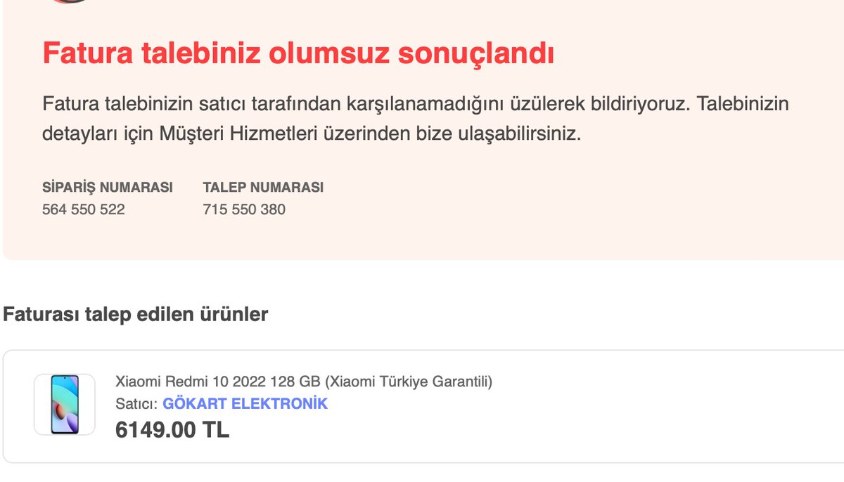 <a href="/hepsiburada/">Hepsiburada</a> #AloMaliye189 
Satıcı fatura göndermiyor. Hepsiburada istersen iade et diyor (ki istemiyorum çünkü aynı satıcı bu ürünü hepsiburada üzerinden başka bir kişiye satip onu da mağdur edebilir. Satıcı cezalandırılmıyor. Ben 2 haftadır uğraşıyorum. Ben de şikayet ederim.
