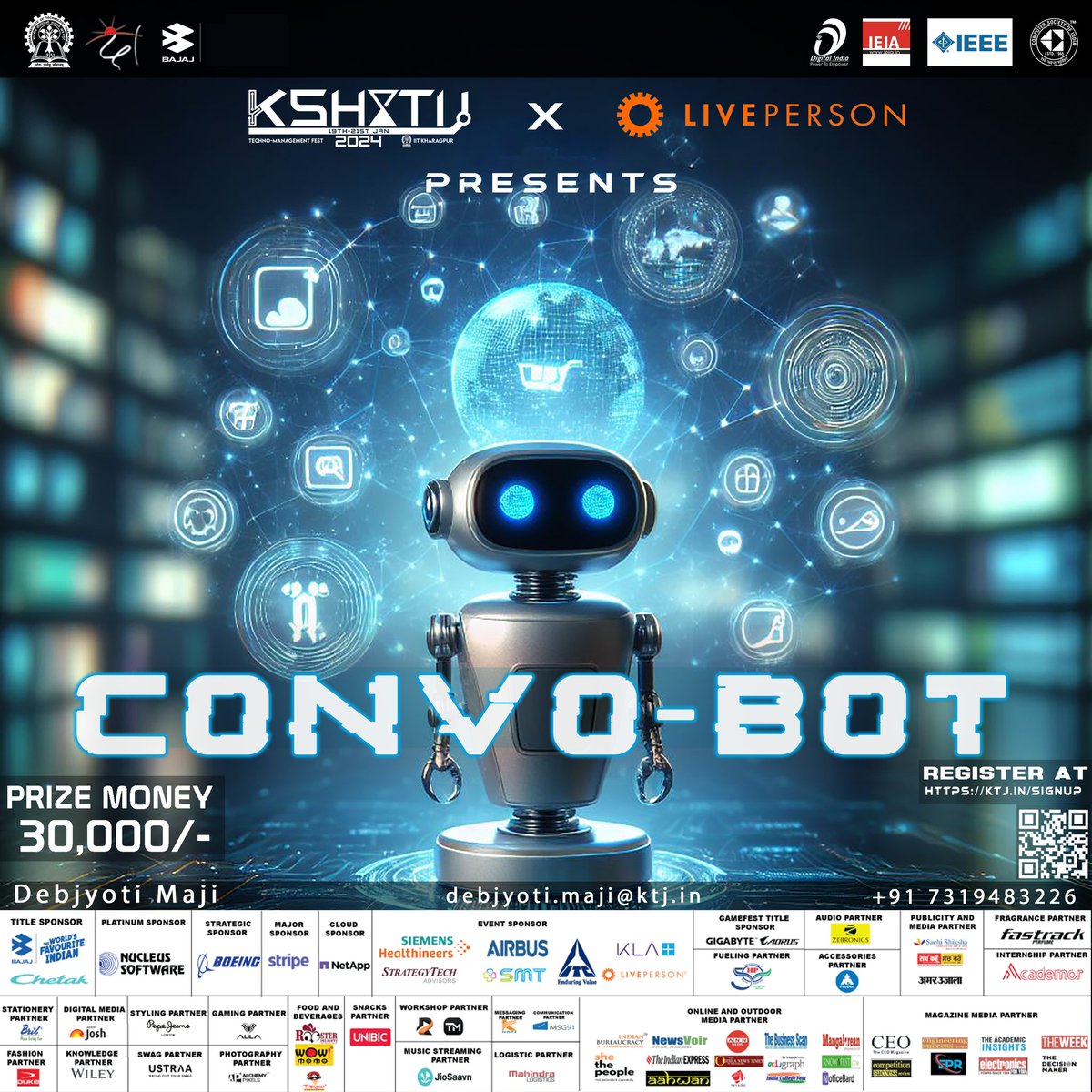 ktj_iitkgp's tweet photo. Get ready to revolutionize industries! Dive into this event, where you'll unleash the power of chatbots and voicebots to transform customer, employee, or stakeholder experiences in sectors like Retail, Healthcare, Banking, and more.
#botbuilding #ktj2024 #clashbot https://t.co/Sqo92XPd5R