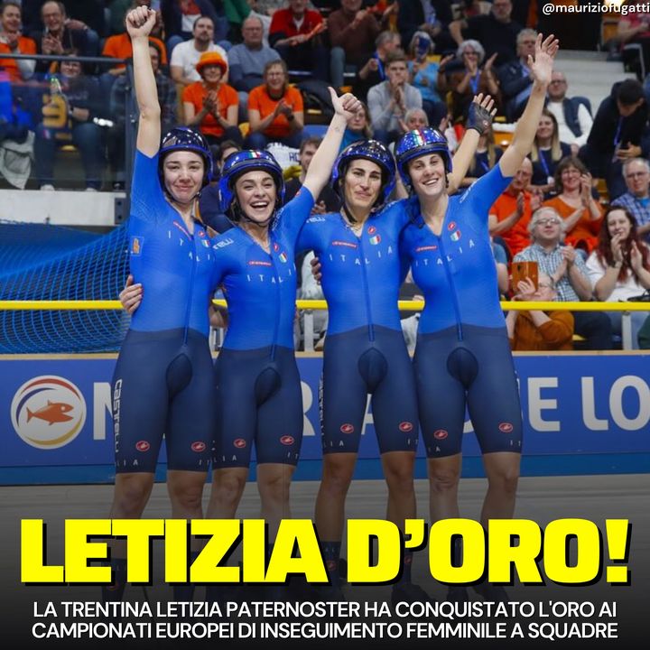 🏆🚴🏼‍♀️Complimenti a Letizia Paternoster che ha conquistato l'oro europeo nell'inseguimento femminile a squadre nella finale di Apeldoorn nei Paesi Bassi! 🥇👏🏻

#letiziapaternoster #ciclismo #nazionaleciclismo  #FCI #apeldoorn #orgogliotrentino