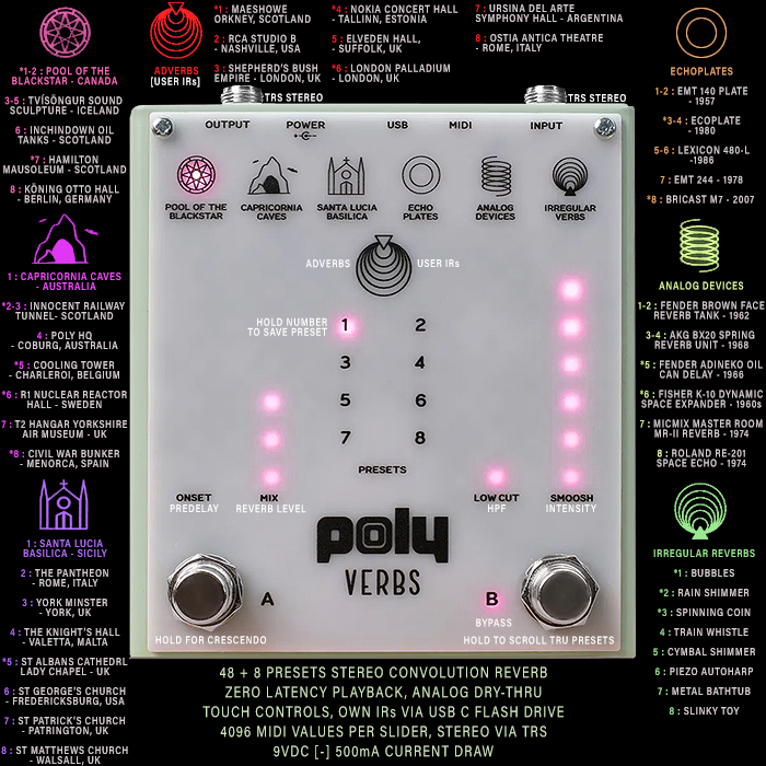 x_pedal's tweet image. Poly Effects VERBS Convolution Reverberator brings something genuinely new to the Reverb Workstation Genre - guitarpedalx.com/news/gpx-blog/… @polyeffects #polyeffects #polyeffectsverbs #convolutionreverb #verbsreverb #reverbworkstation #reverbpedal #reverbirs #guitarpedalx