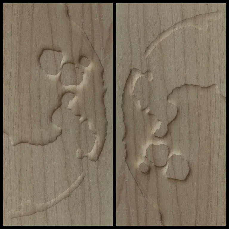 This is called relief inversion.

The two pictures are exactly the same, just rotated upside down. 

Most people have a subconscious interpretation of images based on the assumption that objects are illuminated from above.  We expect the light source to come from the upper left