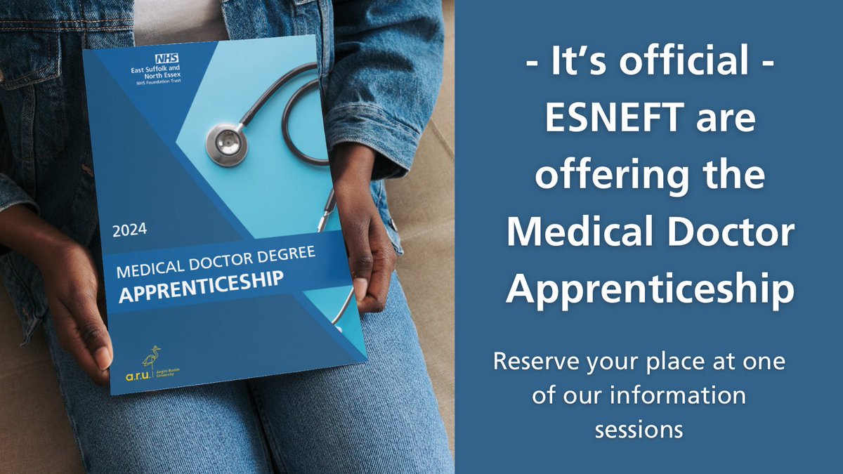 ESNEFT Talent for Care (@esneft_talent) on Twitter photo <a href="/ESNEFT/">East Suffolk and North Essex NHS Foundation Trust</a> are excited to announce we are one of the first NHS Trusts to offer the Medical Doctor Degree Apprenticeship! Reserve your place at one of our Staff or Open information events to be eligible to apply
forms.office.com/pages/responseโฆ <a href="/ESNEFT/">East Suffolk and North Essex NHS Foundation Trust</a> are excited to announce we are one of the first NHS Trusts to offer the Medical Doctor Degree Apprenticeship! Reserve your place at one of our Staff or Open information events to be eligible to apply
forms.office.com/pages/responseโฆ