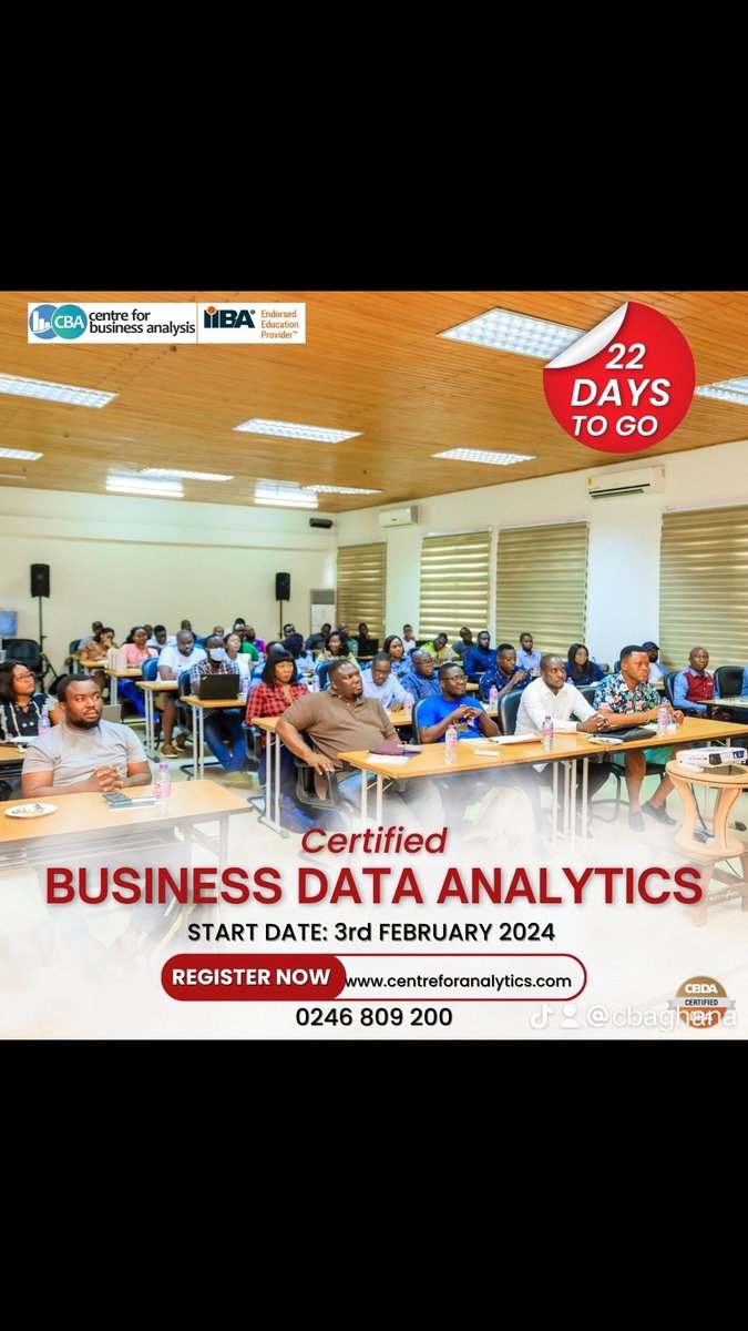 analyticsghana's tweet photo. Your mind is your most powerful asset; invest in it daily.

22 days left until cohort 30 of our Data Analytics program on Feb 3, 2024! Uncover transformative insights and perspectives. Ensure your participation—register now!
#dataanalytics https://t.co/2ZzghLPW3W