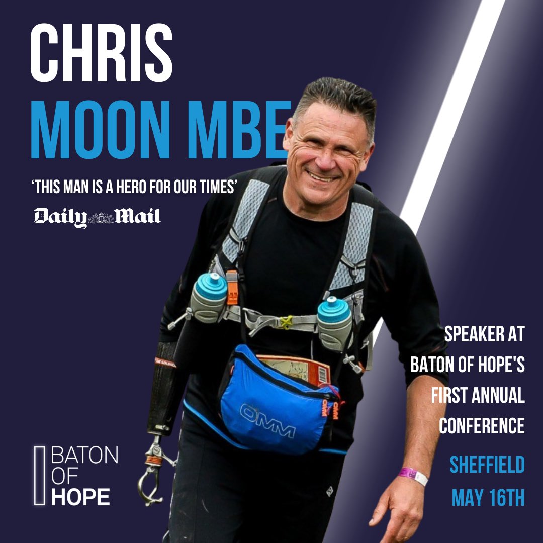 He competes in the world’s toughest ultra marathons despite losing an arm and a leg while clearing land mines but says: “By far the greatest challenges I’ve ever faced are those in the mind.” #BatonofHopeUK first national conference. Tickets: tinyurl.com/2p8xsxvx