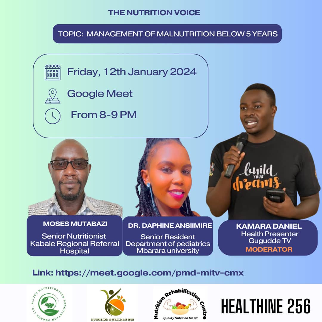 NutritionistKD's tweet photo. #HealthWebinars
#Nutritionistvoice

Malnutrition of children below 5 years is among top 5 causes of childhood mortality. 

 This Friday, we speak to Experts about the guidelines, early diagnosis and available treatments in Uganda.  

Use this link to be part https://t.co/u2NF6VyI1C

@DaphnBarugahi @MbararaUST @AlansMwesigwa @MwesigyeWalter @ahfugandacares @UNICEFUganda @ChildFundUganda @Amref_Uganda @UNDPUganda @HungerFightersU @FRAUGANDA 

#MalnutritionGuidelines