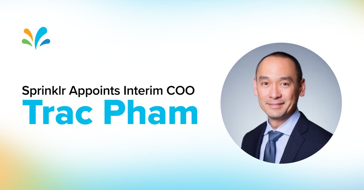 New year, new exciting news from <a href="/Sprinklr/">Sprinklr</a>: we are announcing that Trac Pham has been appointed Interim COO at Sprinklr. Read more: ms.spr.ly/6011io6Cx ms.spr.ly/6012io6CI
Welcome Trac!