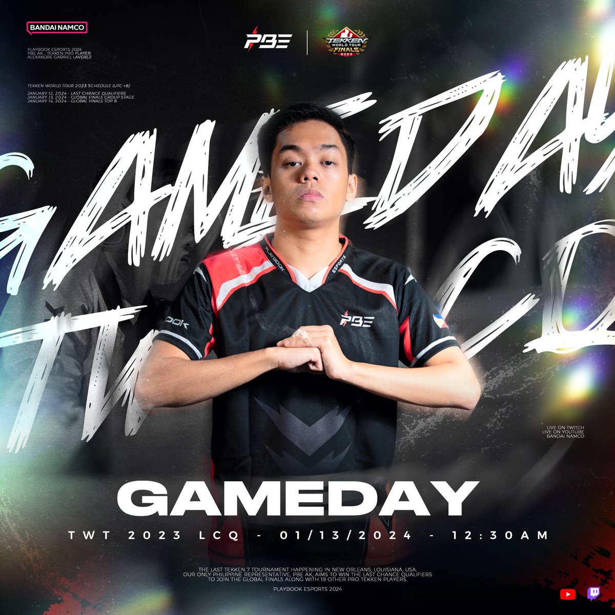 PlayBookEsports's tweet photo. @PBE_AK is in New Orleans, Louisiana, USA, to compete at the last and largest Tekken 7 tournament.
This is the last hurrah for Tekken 7 and once again, we will all need your cheer and support!
#FightForPBE
#PlaybookEsports
#Tekken7
#TWT2023 https://t.co/FDyuDoVWUv