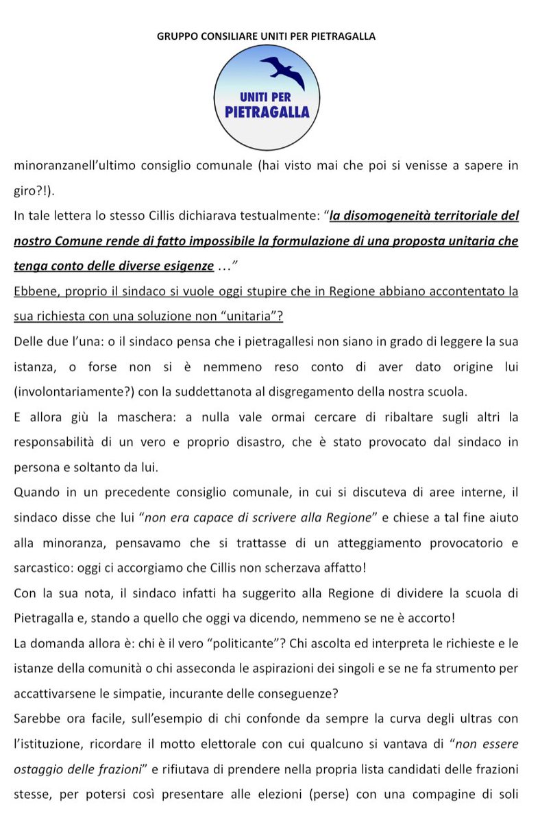 PerPietragalla's tweet photo. IL DISASTRO DEL DIMENSIONAMENTO SCOLASTICO (A SUA INSAPUTA) continua nei commenti 👇🏻 https://t.co/aotBUGHiNo