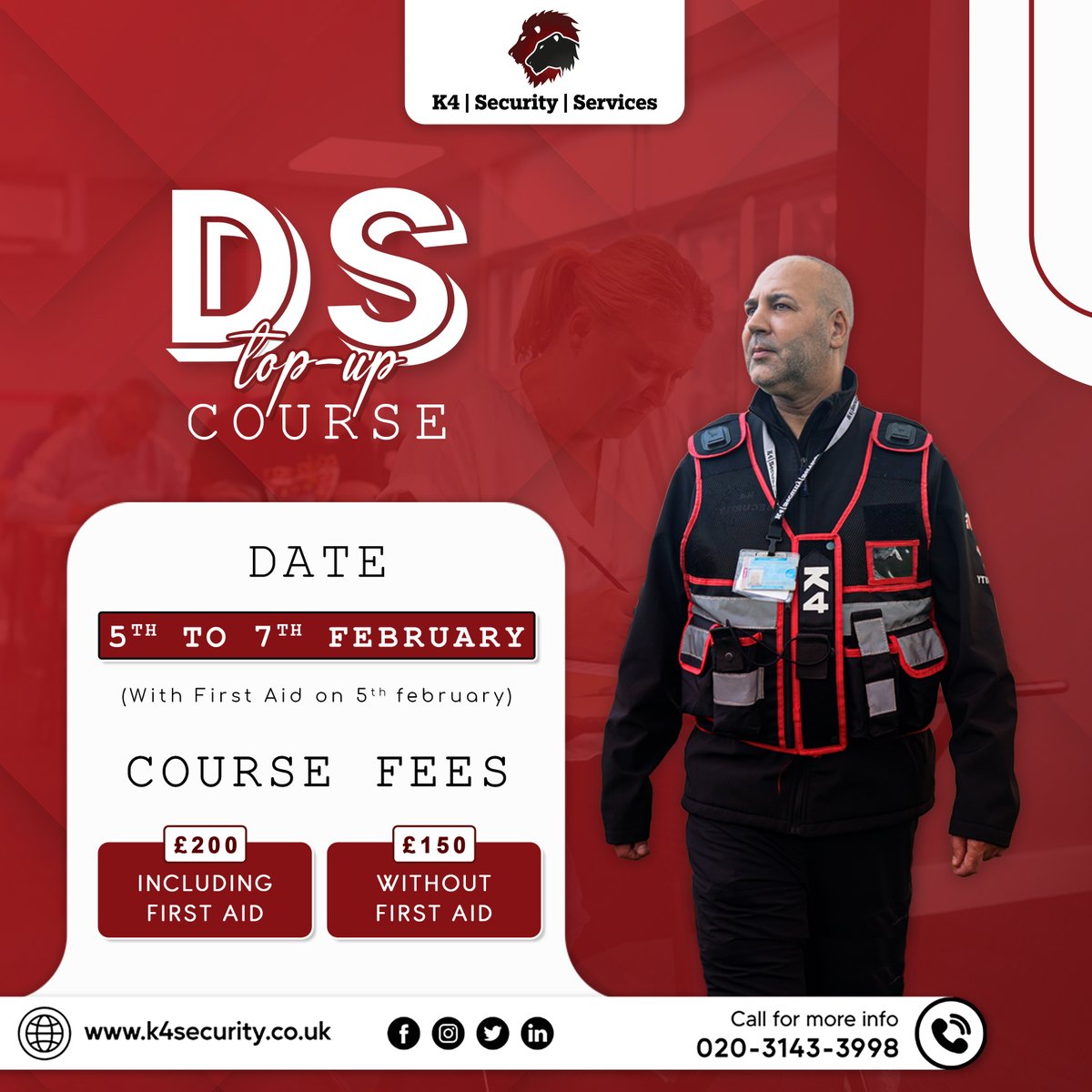 Elevate Your Security Skills with Our 3-Day Door Supervisor Top-up Course!

Click now to secure peace of mind: k4security.co.uk

#SecurityTraining #DoorSupervisorTop-up #SkillsElevation #FirstAidTraining #ProfessionalDevelopment #LimitedSpaces #K4Security #UK
