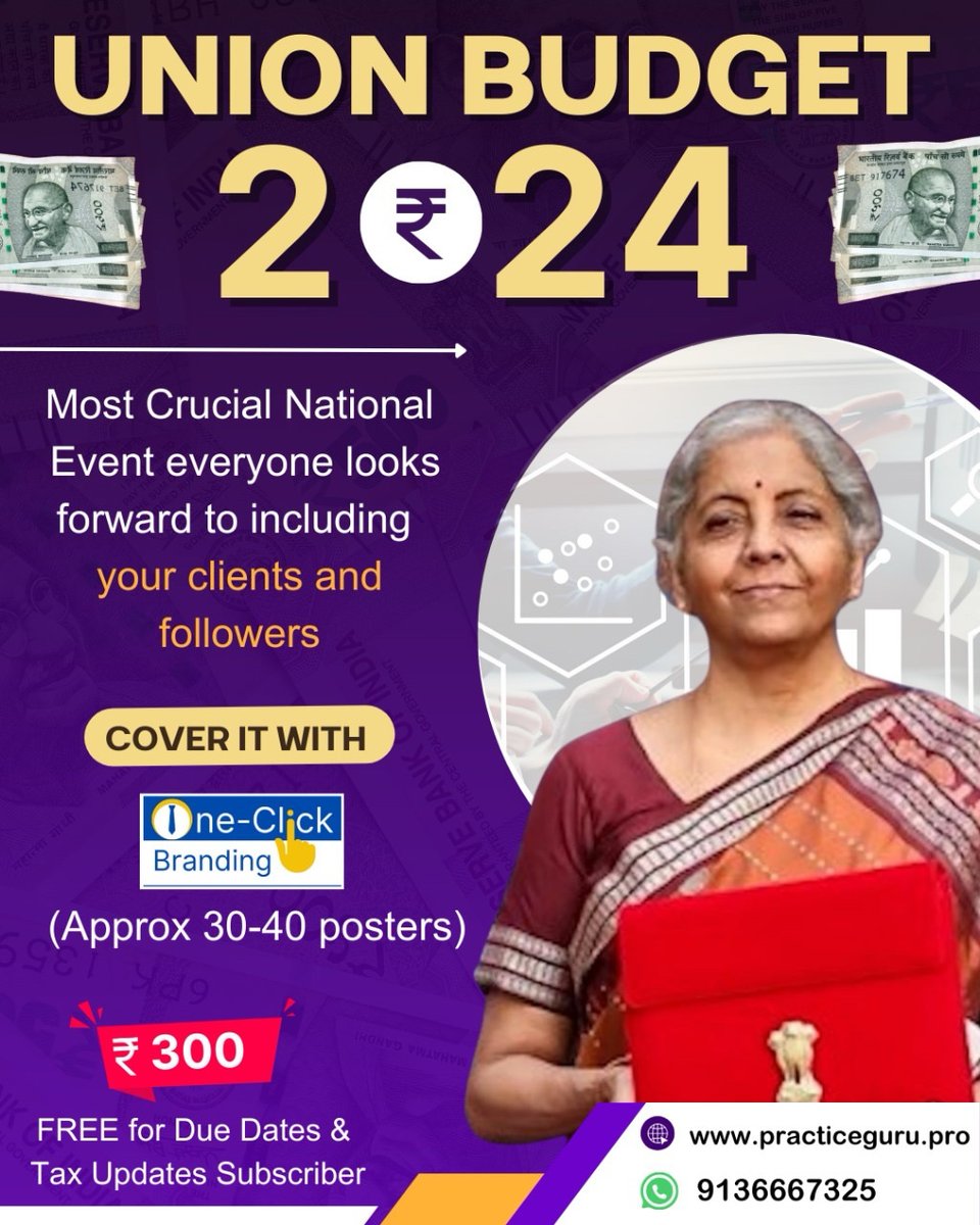 practice_guru's tweet photo. We have started Union Budget 2024 series. #OneClickBranding. App link in the bio or profile. https://t.co/PzoC8NJXvo