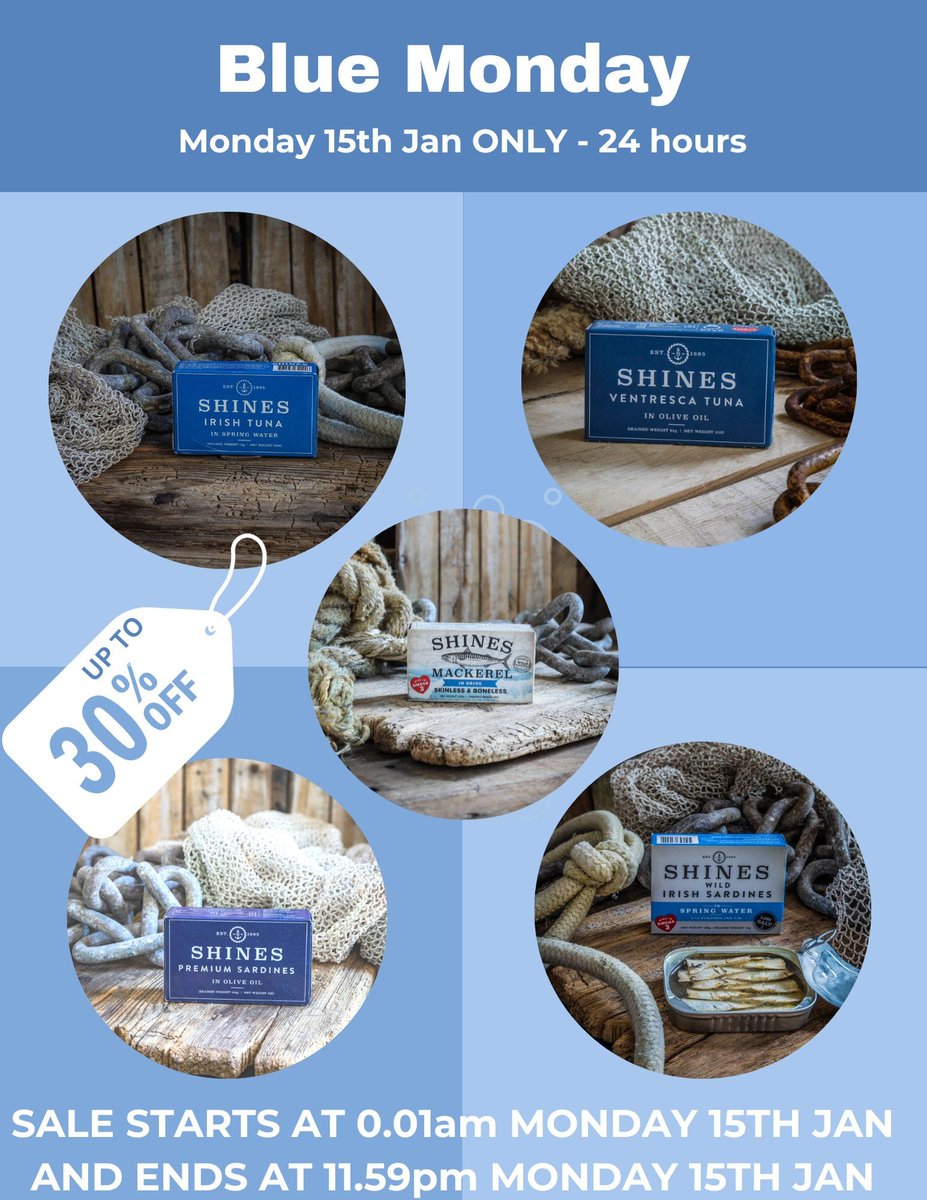 #BlueMonday? It really doesn't have to be! 😢
Our #BlueMondaySale will cheer you up! ☹️➡️🙂
This #Monday for 24 hours only! 💙🎣💙
#MondayMotivation #mondaymood #sale #JanuarySale #Shines