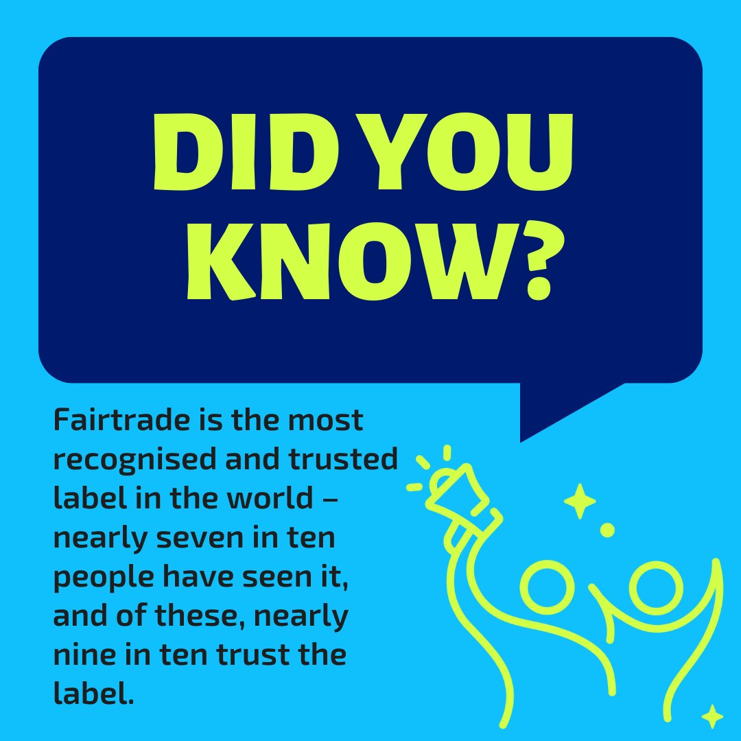 Did You Know? Fairtrade is the most recognised and trusted label in the world – nearly seven in ten people have seen it, and of these, nearly nine in ten trust the label. 🙌 #FactFriday 

Source: Globescan, 2021