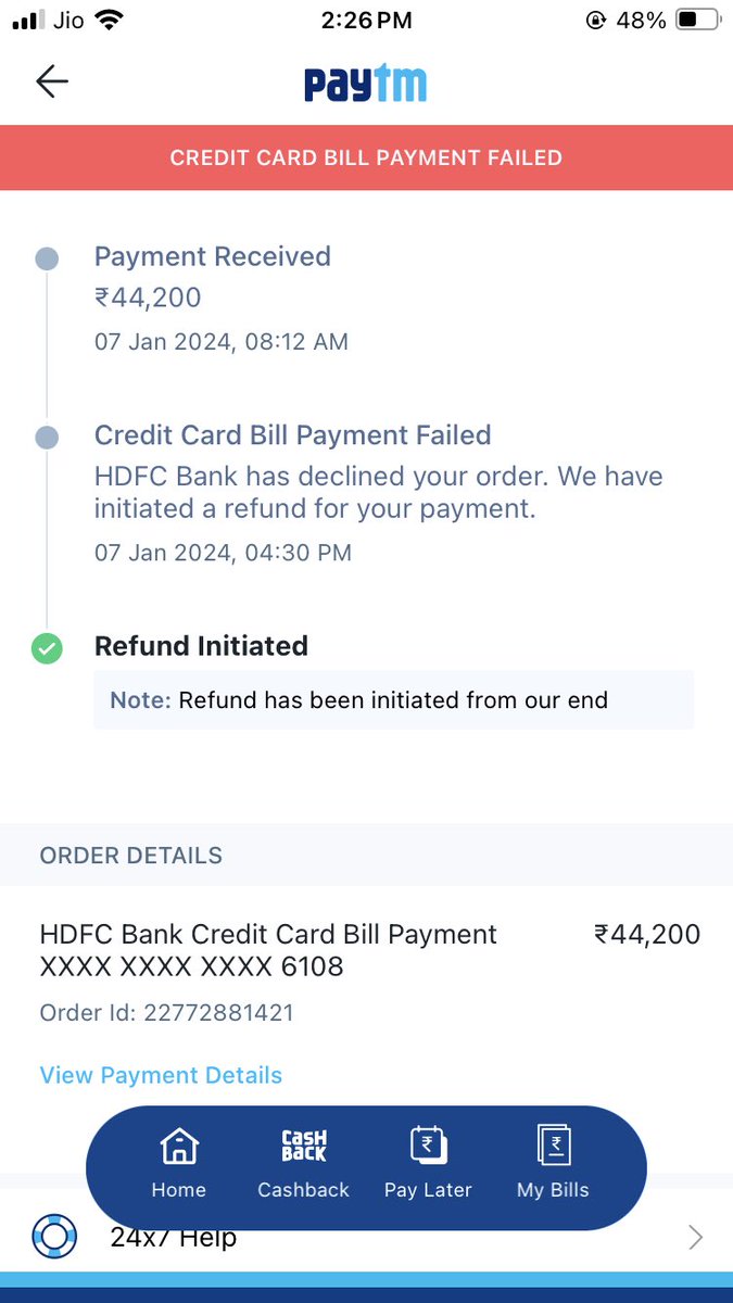 britepaul's tweet photo. Where is your 24*7 help @Paytm Last 5 days i m waiting for my refund @Paytmcare and your reply is”For your order 22772881421, we have already intiated the refund of your amount on to your bank. And your CC is not reachable. https://t.co/wx0ufzeC7P