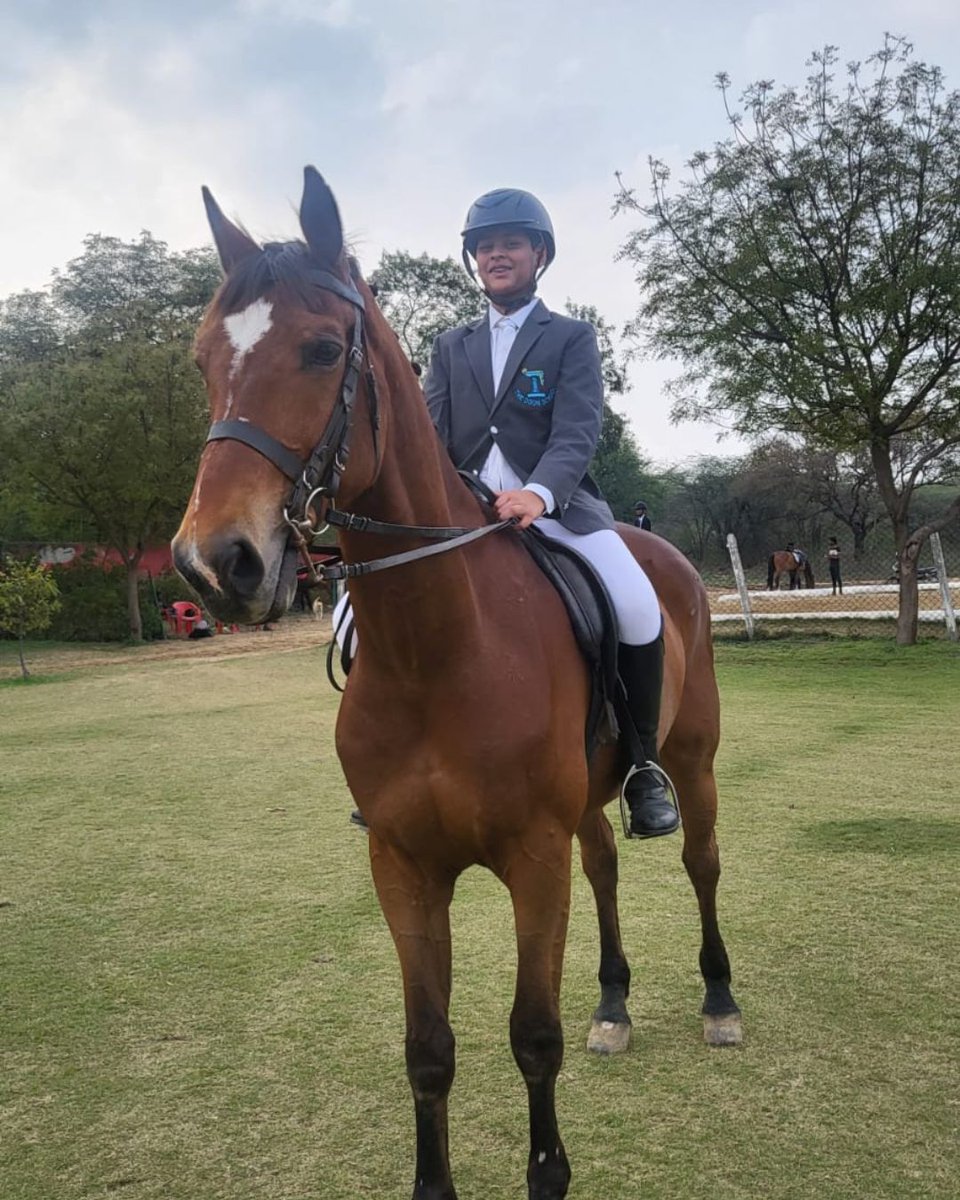 The_Doon_School's tweet photo. Impressive display of talent by Jaiveer Makkar, Dev Nitin Gupta, and Rudra Nikul Jalan from #TheDoonSchool at the #JuniorNationalEquestrianChampionship 2023 in Bangalore! Securing top positions and qualifying for National games showcase their dedication and passion. #SportsAtDoon https://t.co/pmzTQWGwpK