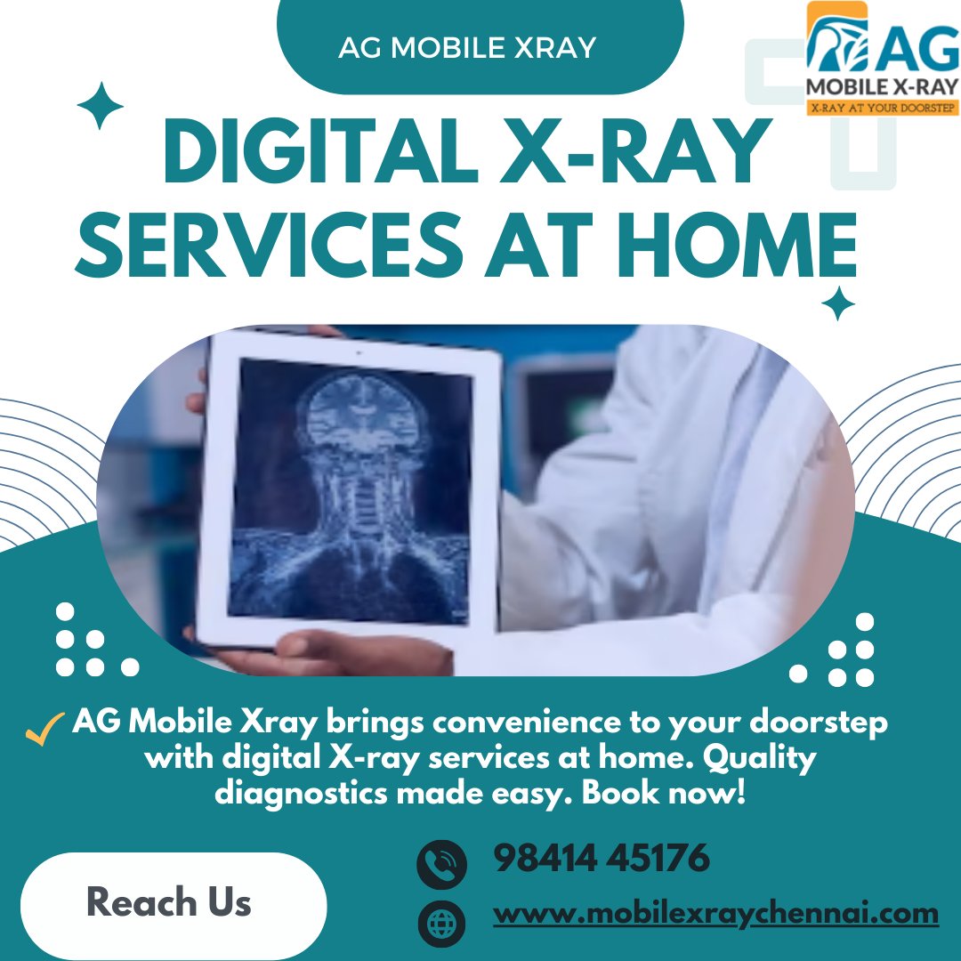 swaskipriy11408's tweet image. Experience advanced healthcare with AG Mobile X-ray. Our Digital X-ray services at home provide accurate diagnostics, bringing medical expertise to your doorstep.
visit:mobilexraychennai.com/our-services/?…
#xray #mobilexray #xrayservices #digitalxray #xrayservices #health #medical #chennai