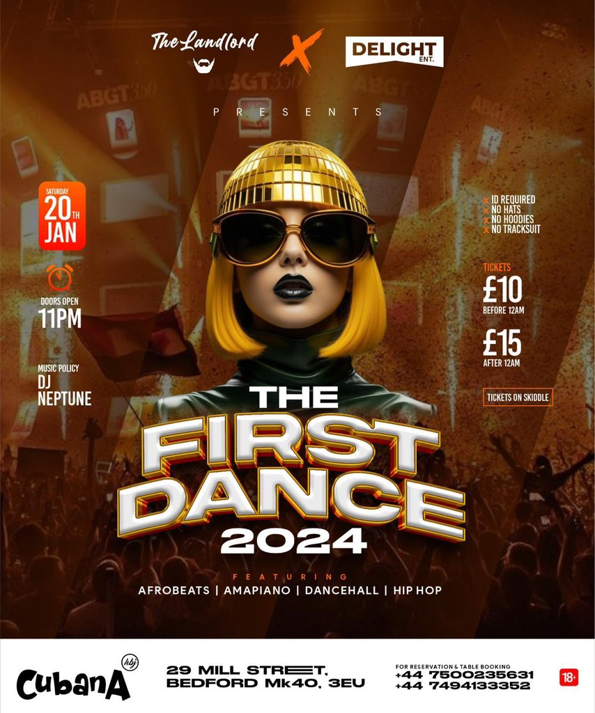lifeofa_g01's tweet photo. Delight entertainment would be Bringing the best Afro beats, amapiano with a dash of pop to club cubana in Bedford uk
Saturday 20th January 2024
Featuring lots of dj’s and side attraction 
For more update on event
Hit up @skudaf_street or follow @delight_houseparty on ig https://t.co/AAHtjXKmW7