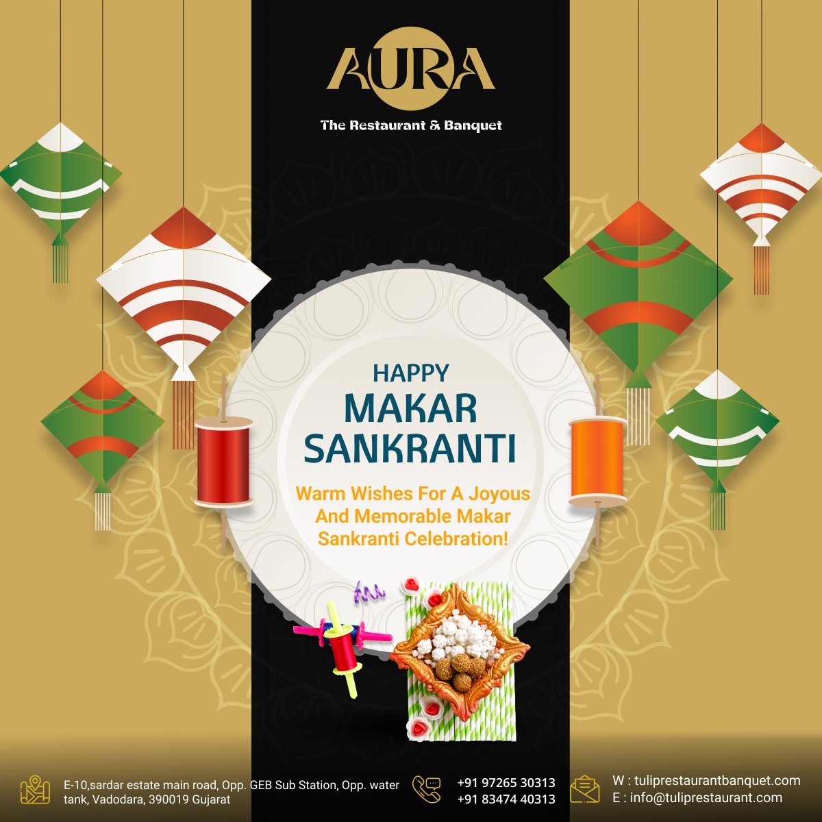 Happy Makar Sankranti
Warm wishes for a joyous and memorable Makar Sankranti celebration!

#happymakarsankranti #makarsankranti2024 #happymakarsankranti #uttrayan📷 #tilgul #kitefestival #kitefestival2024 #aura #aurarestaurant #food #chandkheda #ahmedabad