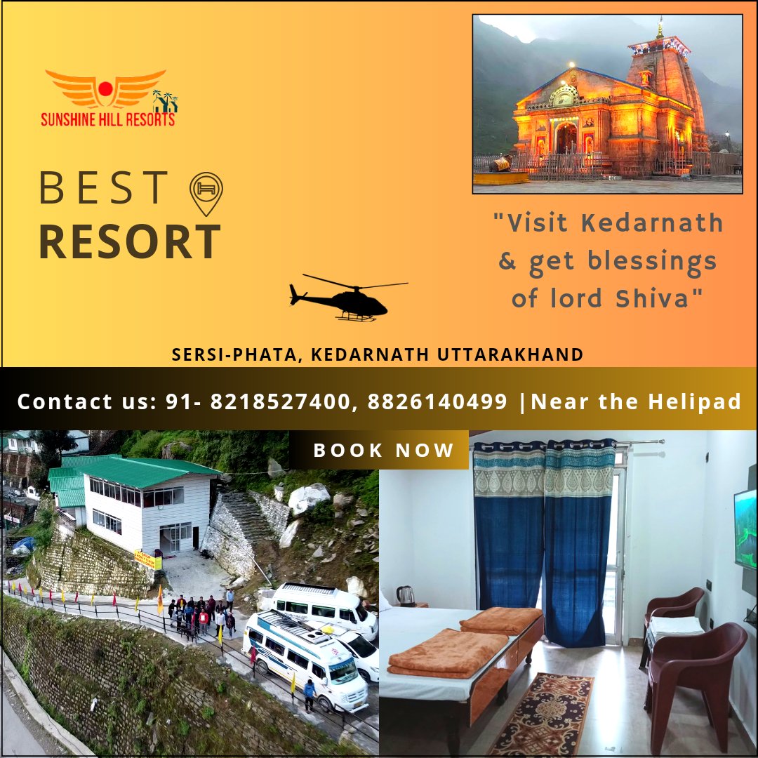 sunshinehillR's tweet photo. Sunshine Hill Resorts is a comfortable, neat and clean affordable place at Phata- Sersi. Our resort is best for Family and friends group stay. Our resort is near the Kestrel helipad Sersi- Phata Kedarnath.
#kedarnath #phata #uttarakhand #resort #hotel #stay #travelling #kedar https://t.co/qARN5w7VeY