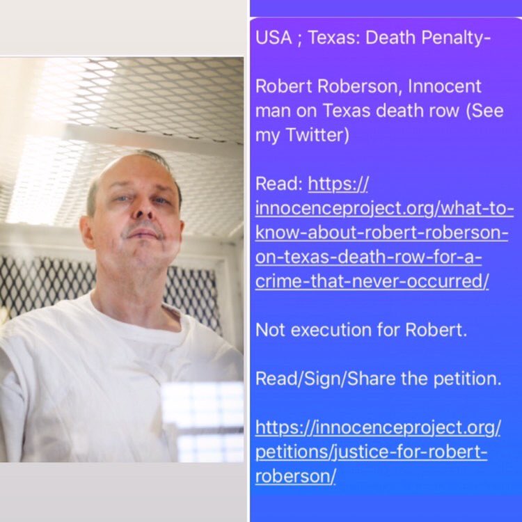 Attika_t's tweet photo. #Texas
#RobertRoberson, Innocent man on death row (See my Twitter)
Read: https://t.co/3zSw1Itptm
Not execution for Robert.
Read/Sign/Share the petition.
https://t.co/N6OOzoCeMp https://t.co/YbjX9Yk1Ya