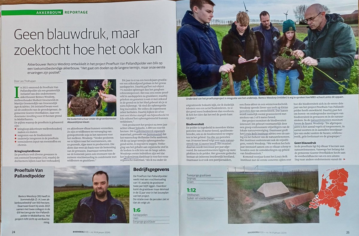 PHMulder1's tweet photo. In project Proeftuin Van Pallandtpolder met gangbare akkerbouw naar #Natuurinclusief, voor hogere bodem-/plantweerbaarheid en biodiversiteit. Meer bodemleven, minder chemie.
*kleinere percelen (stroken 39m breed)
*met 12m brede akkerranden
*#bokashi
*#compostthee
*#struweel??😉 https://t.co/KFmmZ1Ky73