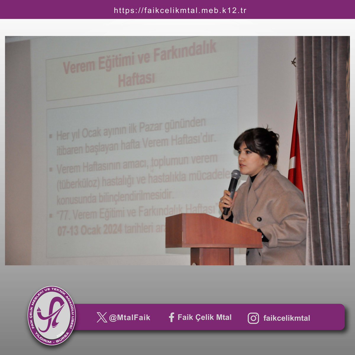 MtalFaik's tweet image. Verem Haftası kapsamında konferans salonumuzda Sağlık ve Temizlik Kulübü öğretmenlerimiz tarafından öğrencilerimize " Verem Hastalığı" konulu bilgilendirme sunumu yapıldı.

#verem
#sağlık

@tcmeb
@Yusuf__Tekin
@bursailmem16
@Alireisoglu34
@bursailmem16
@yildirimilcemem
@docmediha