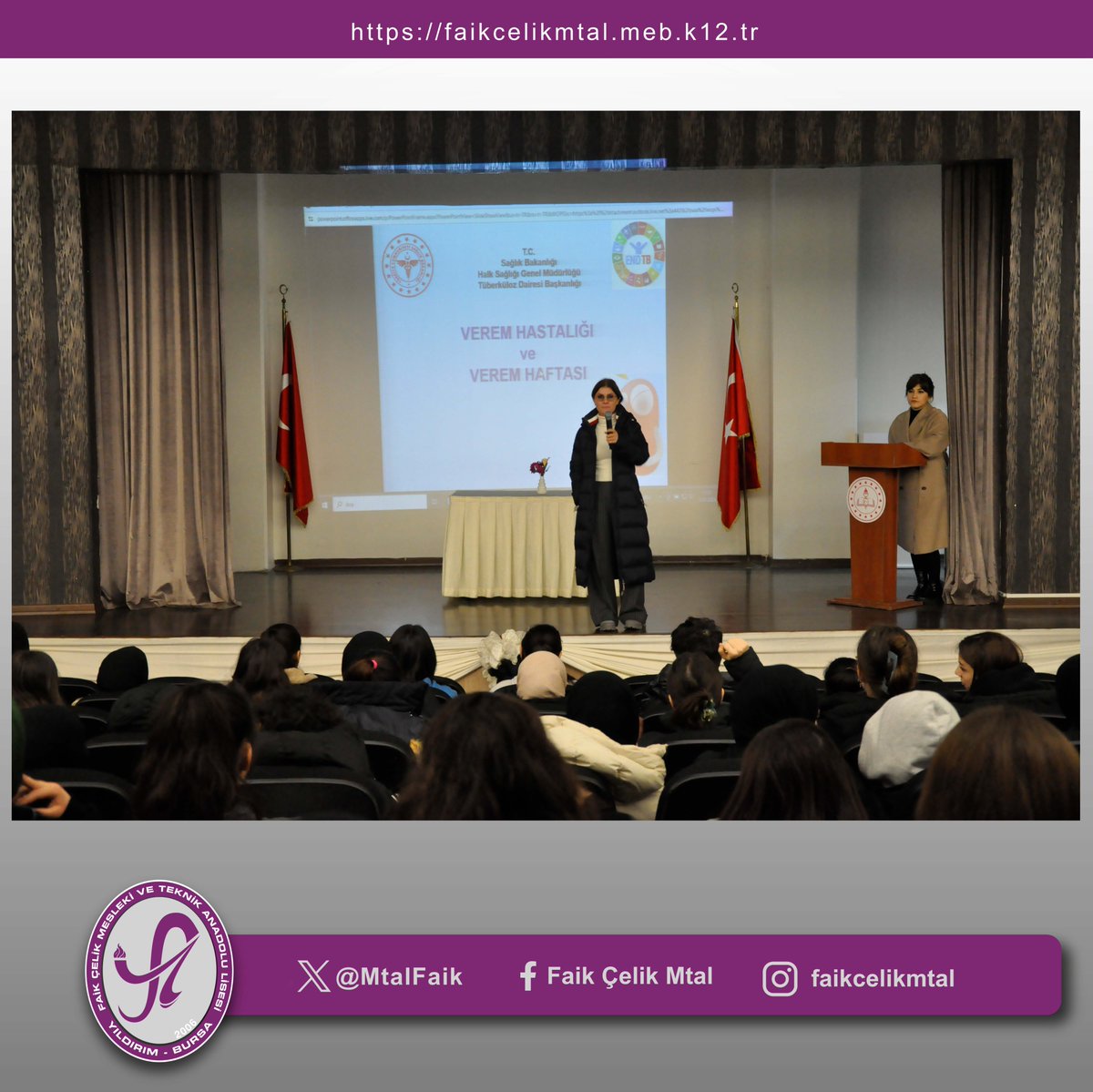 MtalFaik's tweet image. Verem Haftası kapsamında konferans salonumuzda Sağlık ve Temizlik Kulübü öğretmenlerimiz tarafından öğrencilerimize " Verem Hastalığı" konulu bilgilendirme sunumu yapıldı.

#verem
#sağlık

@tcmeb
@Yusuf__Tekin
@bursailmem16
@Alireisoglu34
@bursailmem16
@yildirimilcemem
@docmediha