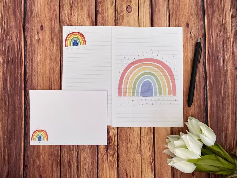 SapphireLittle's tweet photo. Hello all. We’ve been away from our socials for far too long! Apologies now, you’re hopefully going to start seeing a lot more of us! 😜 #newyearnewus #weareback #stationery #paper #WritingCommunity #EtsySeller #rainbow https://t.co/K5K2SrYhUo