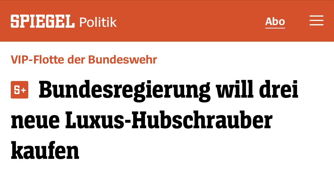 Aus der Reihe besonders ekelhaft: Die Bundesregierung genehmigt sich 3 neue VIP-Helikopter für 200 Millionen Euro, aber streicht gleichzeitig Arbeitslosen das Geld zum Essen, um 170 Millionen Euro zu sparen.