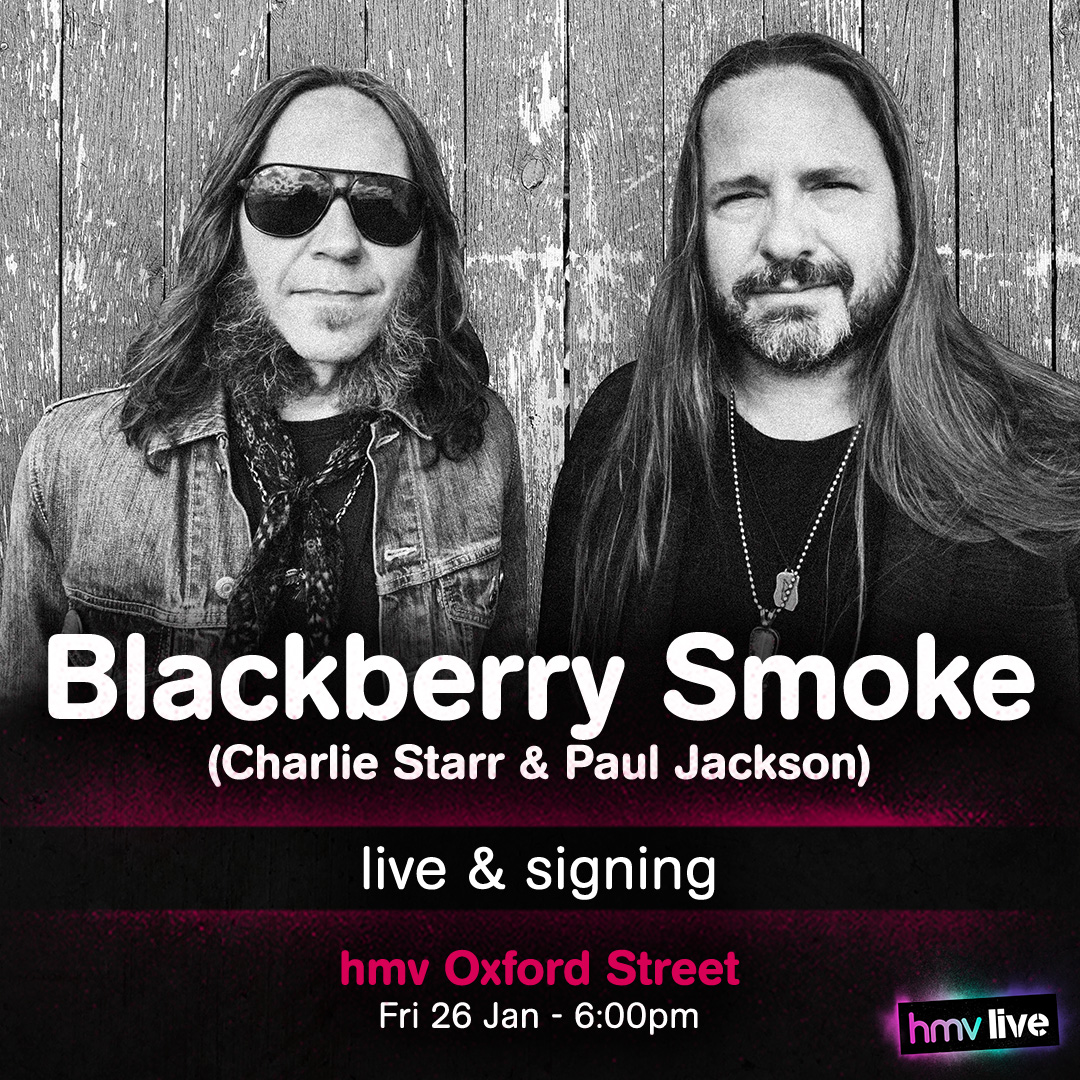 ON SALE NOW! Ahead of the release of their latest album 𝗕𝗲 𝗥𝗶𝗴𝗵𝘁 𝗛𝗲𝗿𝗲, Charlie and Paul from @blackberrysmoke will be performing a LIVE acoustic set at @hmv363OxfordSt. Pre-order here to attend: ow.ly/QbM250Qq20K #hmvLive