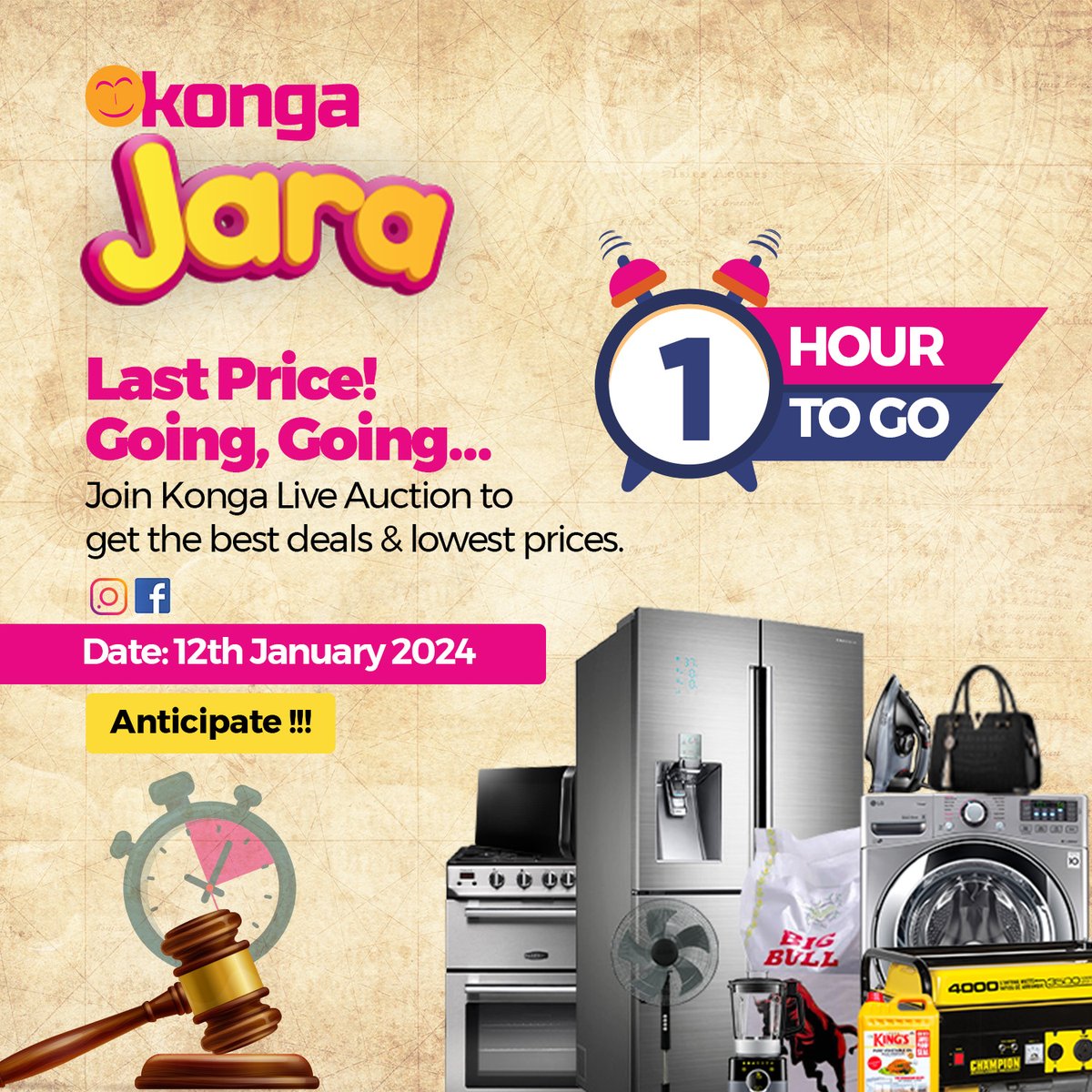 ShopKonga's tweet photo. Get ready, it is one hour to our live auction! 💃 💃 💃

Tell a friend to tell a friend to come bid for their favorite item.

#Kongajara #Jara2023 #kongaliveauction #Konga https://t.co/eeAobS8kn8