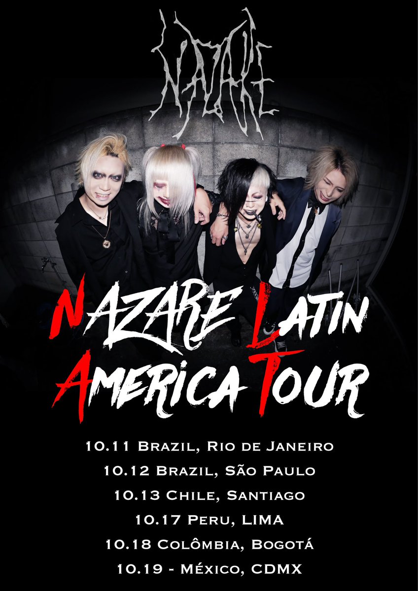 nazare_official's tweet photo. 【OVERSEAS】

【NAZARE LATIN AMERICA TOUR】

2024 October

11/10 - Brazil, Rio de Janeiro
12/10 - Brazil, São Paulo
13/10 - Chile, Santiago
17/10 - Peru, LIMA
18/10 - Colômbia, Bogotá
19/10 - México, CDMX

Venue to be determined https://t.co/TWDNtsSlTL